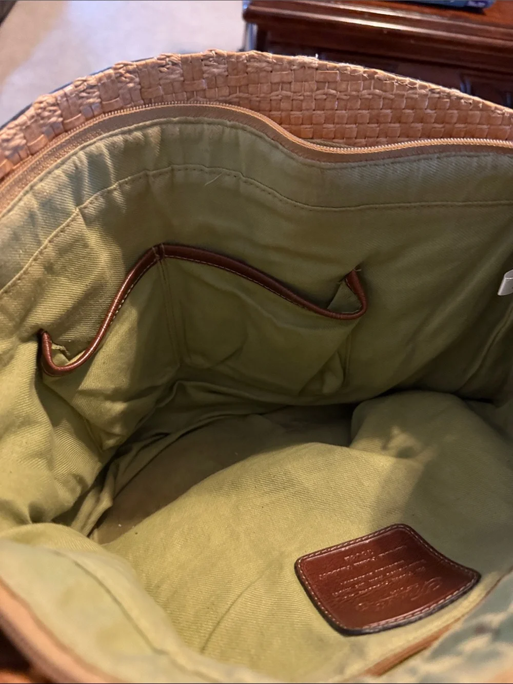 Fossil Woven Straw Tote with Brown Leather Trim - Picture 6 of 11